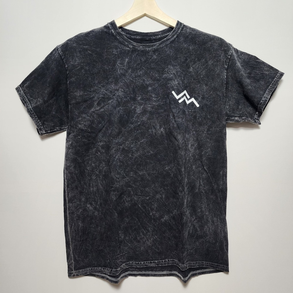 Shadow Youth Acid Wash Geometric Logo Graphic T-Shirt Charcoal Grey Size Medium